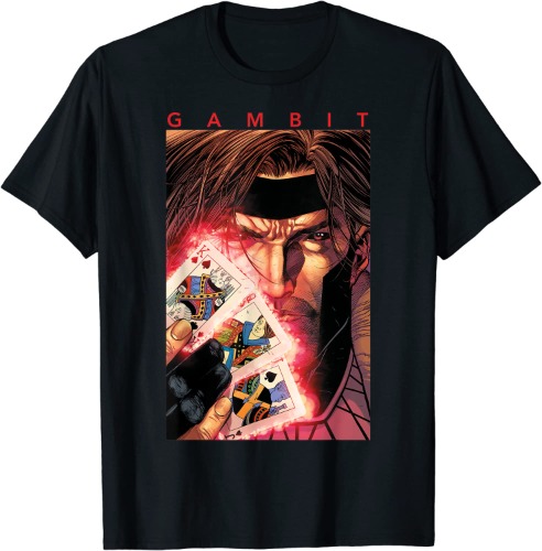 Marvel X-Men Gambit Glowing Cards Graphic T-Shirt T-Shirt