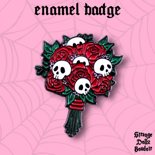 Dead roses enamel pin badge, Halloween goth, Strange Dollz Boudoir