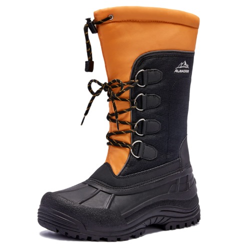 ALEADER Men's Insulated Waterproof Winter Snow Boots - 12 Black/Orange