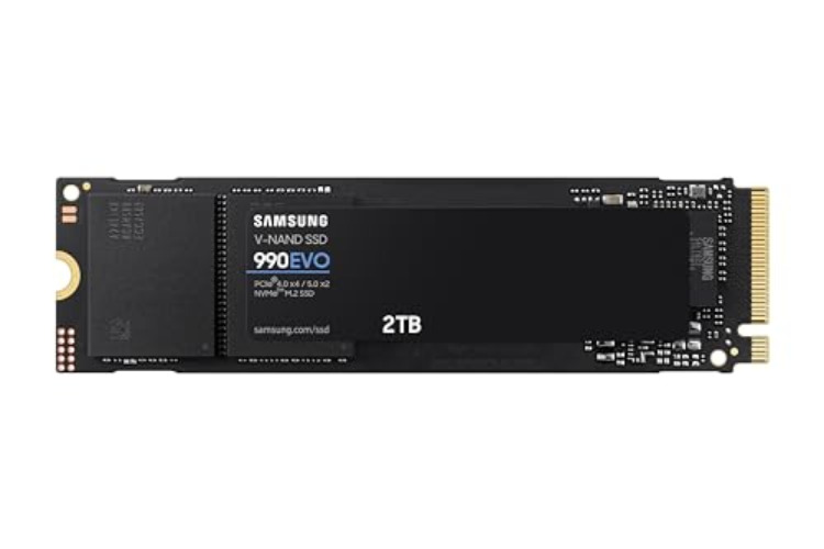 SAMSUNG 990 EVO SSD 2TB, PCIe Gen 4x4, Gen 5x2 M.2 2280 NVMe Internal Solid State Drive, Speeds Up to 5,000MB/s, Upgrade Storage for PC Computer, Laptop, MZ-V9E2T0B/AM, Black - 2TB