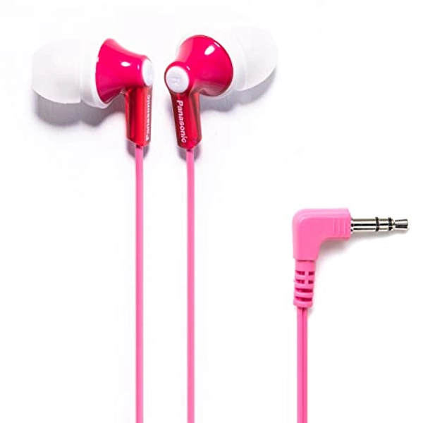 Panasonic ErgoFit Wired Earbuds, In-Ear Headphones With Dynamic Crystal-Clear Sound And Ergonomic Custom-Fit Earpieces (S/M/L), 3.5mm Jack For Phones And Laptops, No Mic - RP-HJE120-P (Pink)