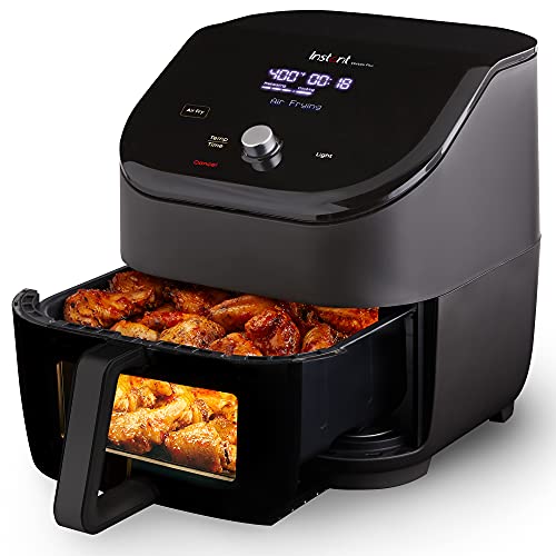 Instant Vortex Plus 6-Quart Air Fryer Oven, Quiet Cooking, From the Makers of Instant Pot with ClearCook Cooking Window, Digital Touchscreen, App with over 100 Recipes, Single Basket, Black - 6QT - Vortex Plus