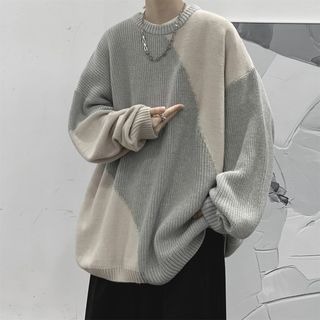 emeisa - Crew Neck Two-Tone Sweater | YesStyle