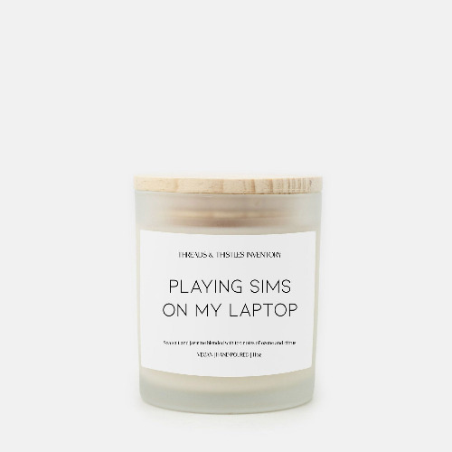Playing Sims on my Laptop | 11oz Candle - Jasmine & Ozone