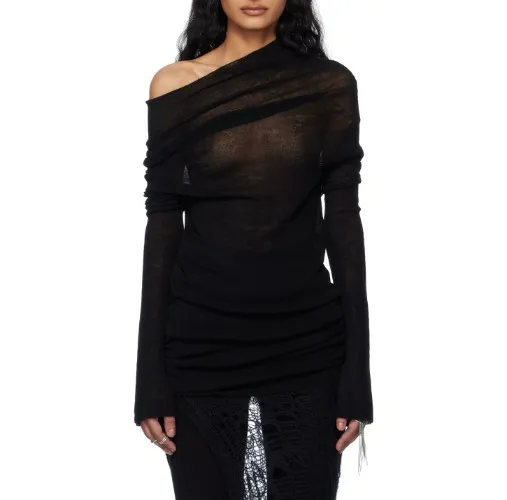 Black Tizziana Drop Shoulder Sweater