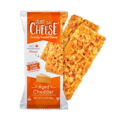 Just the Cheese Bars Cheese Crisps | High Protein Baked Keto Snack | Made with 100% Real Cheese | Gluten Free | Low Carb Lifestyle | CHEESE & AGED CHEDDAR BLEND, 0.8 Ounces (Pack of 10) - Aged Cheddar - 0.8 Ounce (Pack of 10)