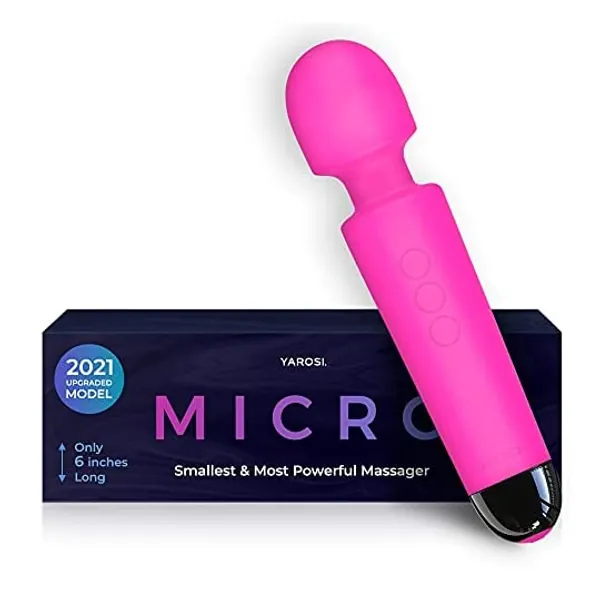 
                            Micro Personal Massage Wand with Memory Function by Yarosi - Small Strong Cordless Handheld Massager - Powerful - Great for Travel - Perfect on Back Legs Hand Pains and Sports Recovery - PK
                        