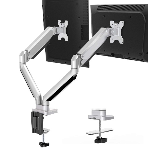 MOUNTUP Dual Monitor Desk Mount, Die-Cast Aluminum Fully Adjustable Double Monitor Arm with Gas Spring, Computer Monitor Stand Fits 2 Screen 17 to 32 inch - Each Arm Holds up to 17.6LBS, MU0024 - Dual Mount