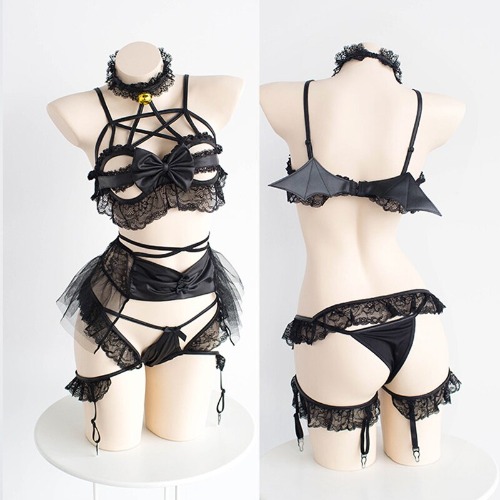 Demon Devil Cosplay Costumes Japanese Lolita Sexy Bandage Lingerie Set Women Anime Bikini with Wings Halloween Outfits| |   - AliExpress