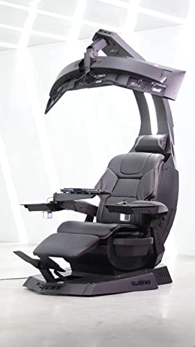 IMPERATOR WORKS CLUVENS Unicorn 2.0 Manticore Model Zero Gravity Gaming Chair Cockpit Gaming Workstation Executive seat (Black Support 3 Monitors can Extent to 5 Monitors - Black