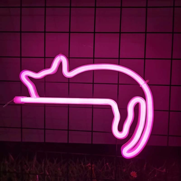 Neon Cat Lamp Cat LED Light Neon Sign - Pink