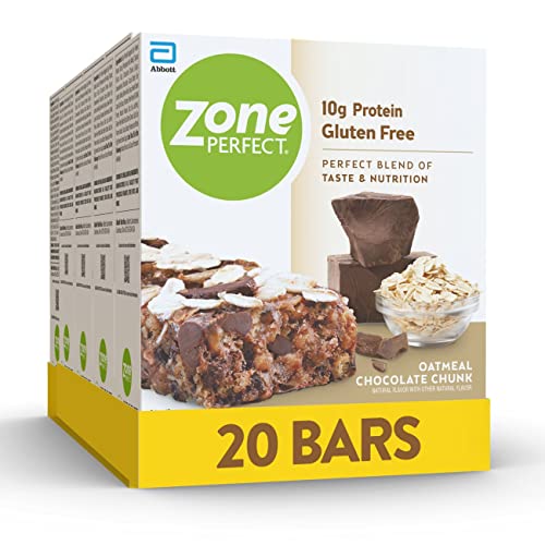 ZonePerfect Protein Bars, 10g Protein, Gluten-Free, Nutritious Snack Bar, Oatmeal Chocolate Chunk, 20 Bars - Oatmeal Chocolate Chunk - 20 Count (Pack of 1)
