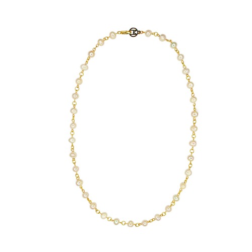 Linked 14k Gold Pearl Necklace - 18"