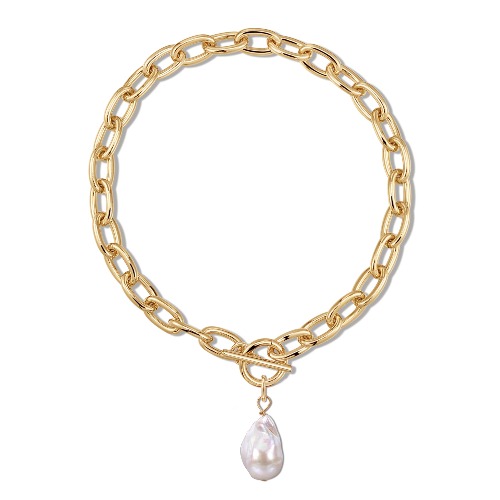 Alana XL Baroque Pearl Pendant Necklace - 16" GOLD