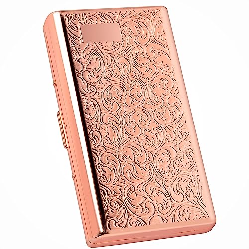 Goshentech Vintage Metal case,14 Capacity,Metal Plated Rose Gold,Double-Sided Open(Rose Gold,100mm King Size) - Rose Gold
