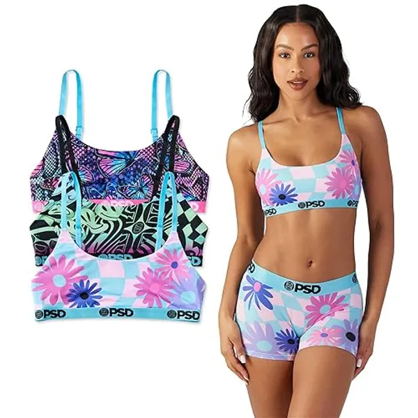 PSD Women's Solid Scoop Bralette - Bras for Women with Breathable Fabric and Adjustable Straps - Large - Pop Trip 3-pack