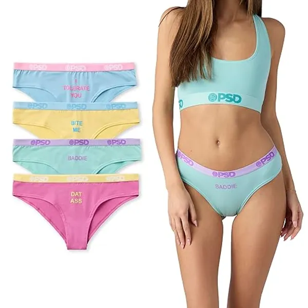 PSD Women's Hearts Print Cheeky Underwear - Cheeky Cut Women's Underwear - Comfortable Stretch Panties for Women - X-Large - Valsay 4-pack (Modal)