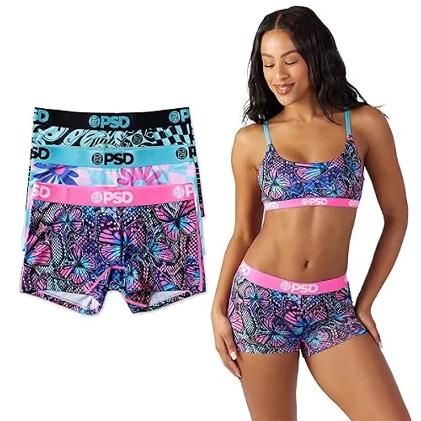 PSD Women's Animal Print Boy Shorts - Full Coverage Women's Underwear - Comfortable Stretch Panties for Women - Large - Pop Trip 3-pack