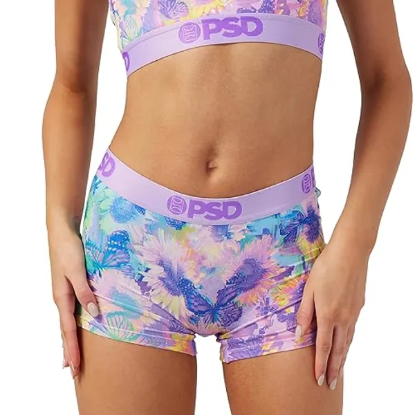PSD Women's Floral Print Boy Shorts - Full Coverage Women's Underwear - Comfortable Stretch Panties for Women - X-Large - Garden Glitch