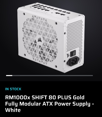 RM1000x SHIFT 80 PLUS Gold Fully Modular ATX Power Supply - White