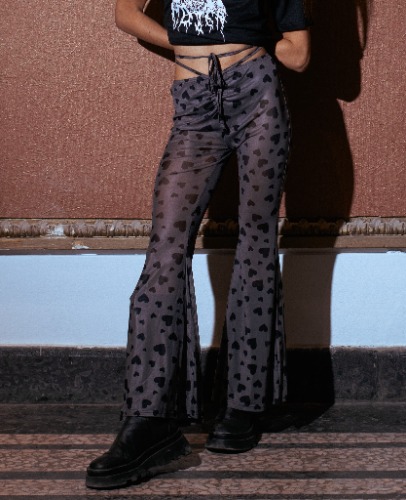 Nocturnal Heart Gray Pants - S / Grey/Black