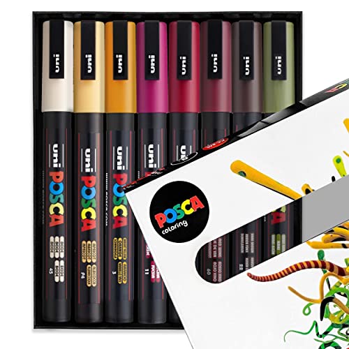 posca PC-3M - Paint Marker Art Pens – 0.9-1.3mm – Autumn Tones Set of 8 in Gift Box
