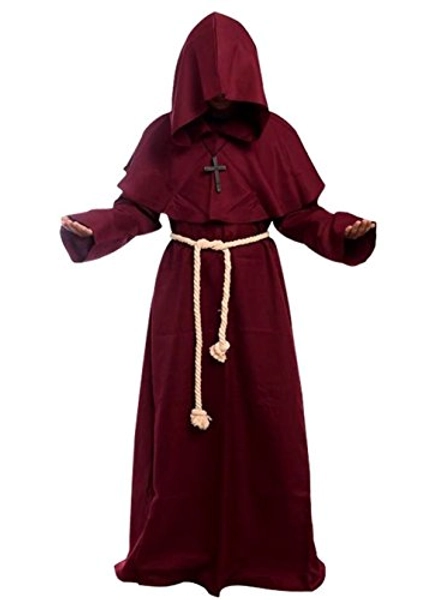 GOLDSTITCH Friar Medieval Hooded Monk Renaissance Priest Robe Costume Cosplay