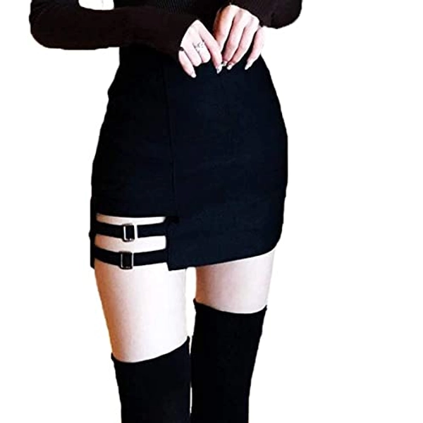 Women's Casual Asymetric Hem Wrap Double Bandage Stretch Skirts Shorts Plain Black Skorts Double Puttee Hip Skirts