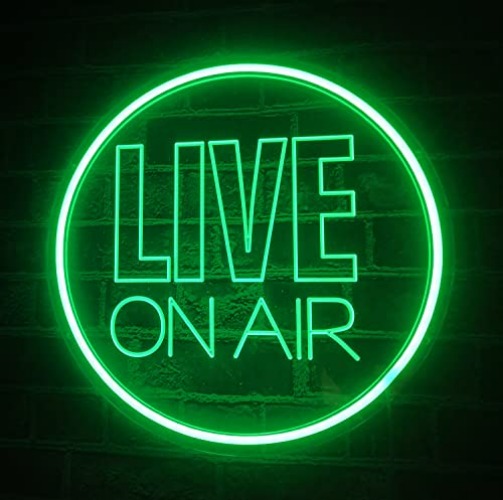 NOXTROND Live On Air Neon Sign, USB Powered Live On Air Light Sign, Dimmable Round Live Streaming LED Neon Night Light for Tiktok, Twitch Streamer, Gamer, Game Room, Studio Decor (Green) - Green