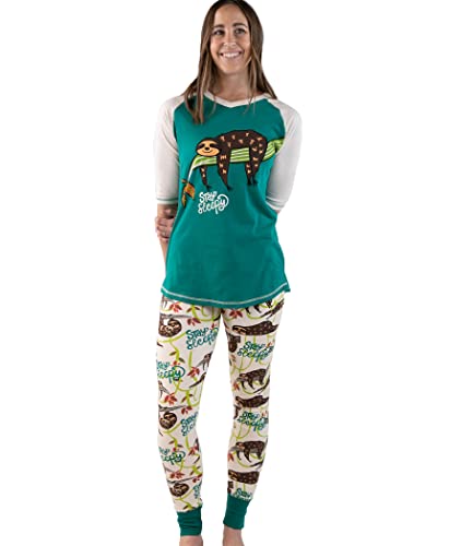 Lazyone Women's Soft Casual Pajama Leggings and Tall Tee Sets With Cute Fun Prints - Small - Stay Sleepy Sloth Pajama Set