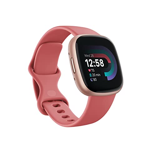 Fitbit Versa 4 Fitness Smartwatch with Daily Readiness, GPS, 24/7 Heart Rate, 40+ Exercise Modes, Sleep Tracking and more, Pink Sand/Copper Rose, One Size (S & L Bands Included) - Pink Sand / Copper Rose