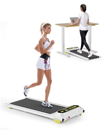 Walking Pad Under Desk Treadmill, Portable Mini Walking Treadmills for Home/Office, 2.25HP Walking Jogging Machine with 265 lbs Weight Capacity Remote Control LED Display - White