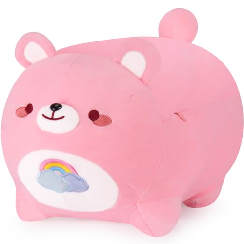 Auspicious beginning Bear Plush Stuffed Animal-20'' Bear Plush Pink Rainbow Bear Plushie, Cute Bear Anime Plush Stuffed Animals, Panda Plushies, Gifts for Girlfriend Birthday Gifts for Kid - Pink Rainbow Bear - 19.6"