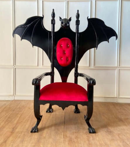Lucifer Gothic Throne Chair - Red / Black