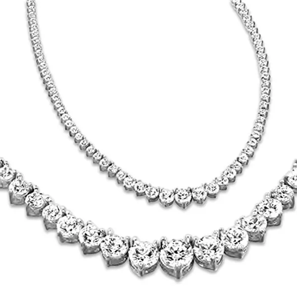 3-20 Carat Round 17 "Graduate Diamond Tennis Riviera Necklace (F-G Color, VS1-VS2 Clarity) Luxury Collection 3 Prong