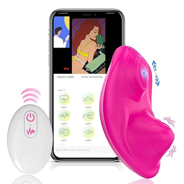 Remote Control Vibrator Wearable Panty Vibrator, Butterfly Vibrator for Panties Dual Stimulator Dual Motor Slip Vibrator Adult Toy (Rose Pink)