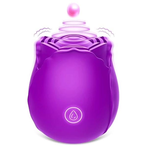 Rose Toys Vibrator for Women, Vlatne Clitoral Vibrator Sex Stimulator with 7 Mind-Blowing Tapping Modes, Nipple Teasing Clitoris Masturbating Things for Sexual Pleasure, Vibrating Adult Sex Toy Purple