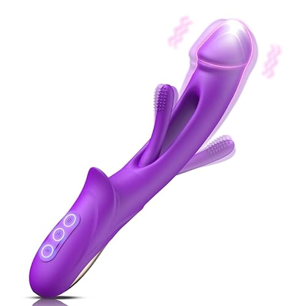 Flapping G Spot Vibrator Dildo for Women: Sex Toy Rabbit Vibrator Clitoral Vibrator with 7 Tongue Licking 7 Vibrating, Finger Vibrator for Nipple Anal Stimulation, Realistic Female Adult Toys