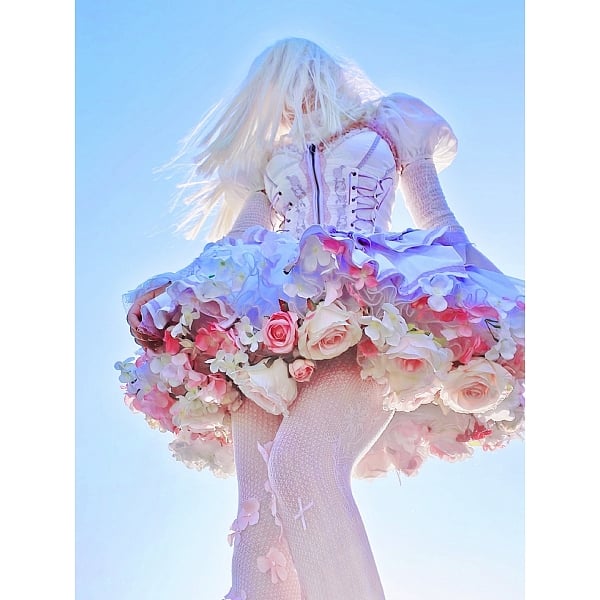 Harvest Spring 35cm/45cm Length Floral Petticoat White and Pink