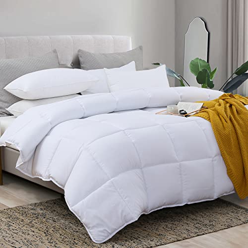 L LOVSOUL Duvet Insert Queen Comforter for Queen Size Bed,All Season Down Alternative Comforter Queen Size Micrifiber Comforter with Corner Tabs - Queen - White