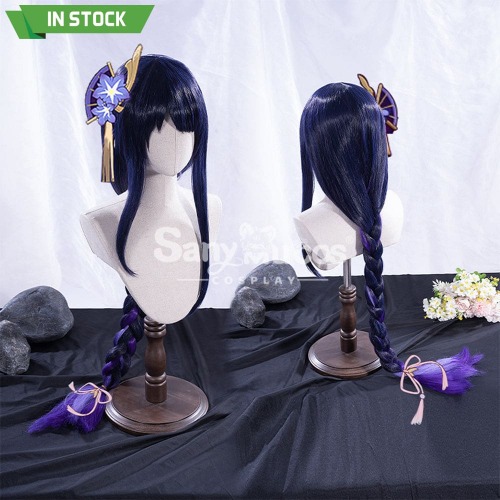 【In Stock】Game Genshin Impact Inazuma Baal Raiden Shogun Blue and Purple Gradient Long Weave Cosplay Wig
