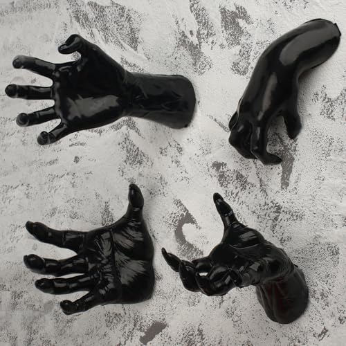 4 Packs Halloween Decorations Indoor, Wall Mounted Creepy Reaching Hands with Lighted Candles, Hand Horror Decorations Aesthetic Goth Gothic Hanging Wall Art Home, Sculpture Prop
