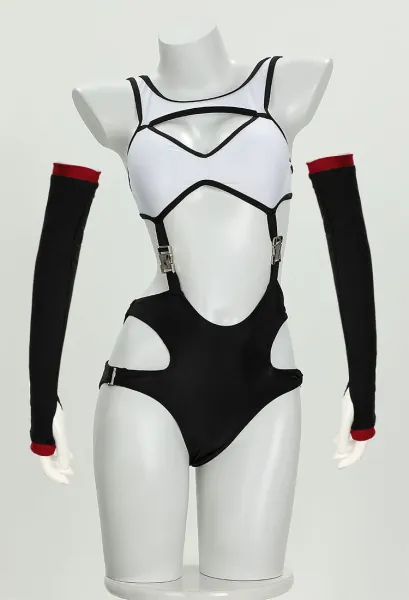 Tife Derivative Swimsuit Cutout Top and Bottoms Bikini Set with Arm Sleeves