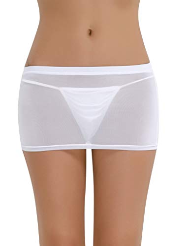 LinvMe Women's Sexy See Through Sheer Micro Mini Thight Skirt - Small Pink