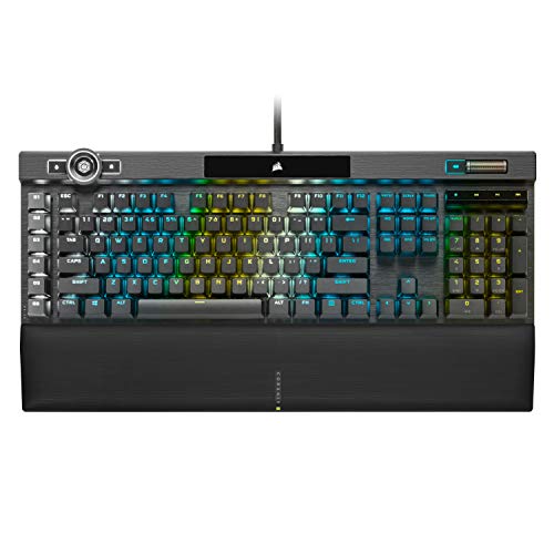 Corsair K100 RGB Optical-Mechanical Wired Gaming Keyboard - OPX Switches - PBT Double-Shot Keycaps - Elgato Stream Deck and iCUE Compatible - QWERTY NA Layout - Black - K100 - OPX Optical Switches