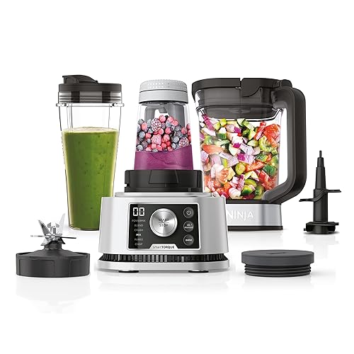 Ninja Foodi Power Nutri Mixer Smoothie Maker 3-in-1, dicke Aufstriche & gefrorene Getränke, Automatikprogramme, 2,1L Krug, 700ml Becher & 400ml Schüssel mit Power-Rührer, 1200W, Silber CB350EU - Mixer 3-in-1, 1200W