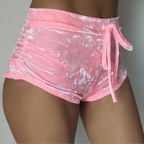 Vevet Velour Shorts - Pink / S