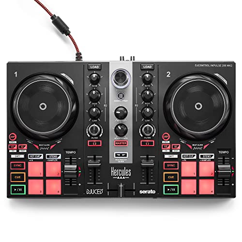 Hercules DJControl Inpulse 200 MK2 – USB DJ controller – 2 decks with 16 pads and built-in sound card – DJ software and tutorials included - Sound And Recording Equipment
