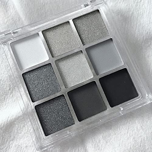 Mysense 9 Colors Smokey Eyeshadow Palette,Matte & Glitter Gray/Black Eyeshadow Makeup,Longlasting Waterproof Cool Smoky Eye Eyeshadow Palette for Women&Girls - 9 Colors as Picture Show