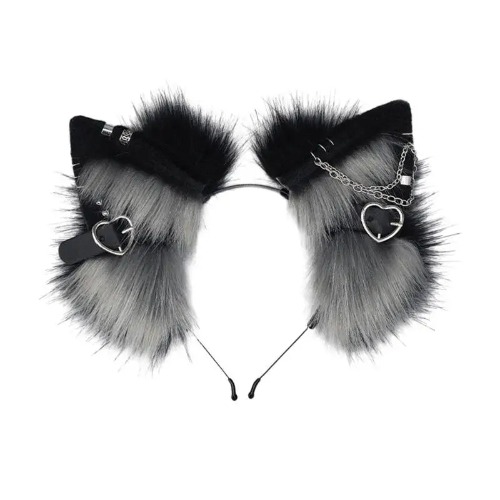 Cute Kawaii Cat Ears Hair Hoop - black gray